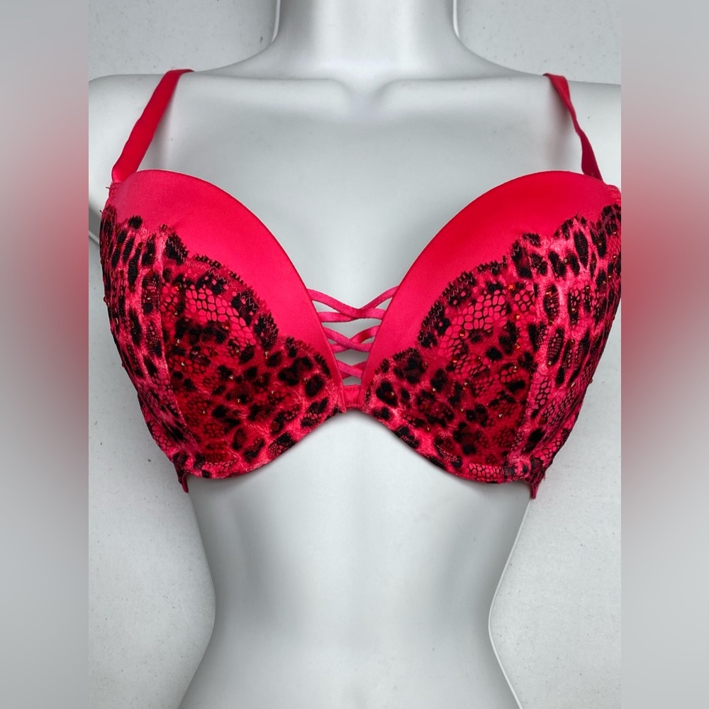 LS RED/BLK "The Show Off" Pushup Plunge, 32D *P1041